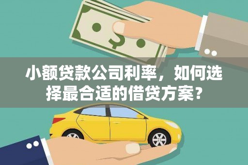 宾县小额贷款公司利率，如何选择最合适的借贷方案？